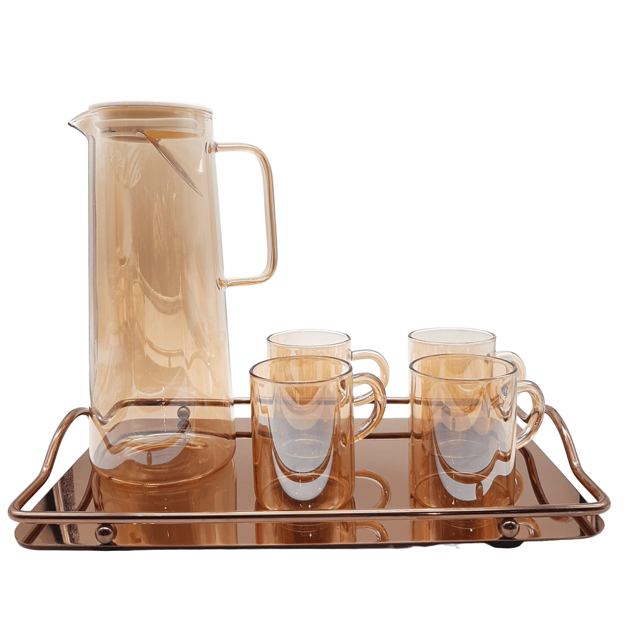 Glass Pitcher Set with Mirror Tray - Home And Trends
