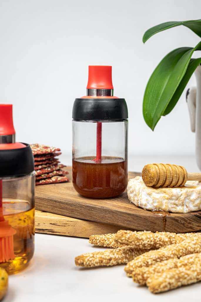 Glass Spice Jar with Red Spoon - Home And Trends