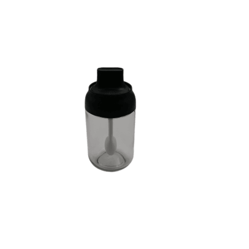 Glass Spice Jar with Spoon - Black - Home And Trends