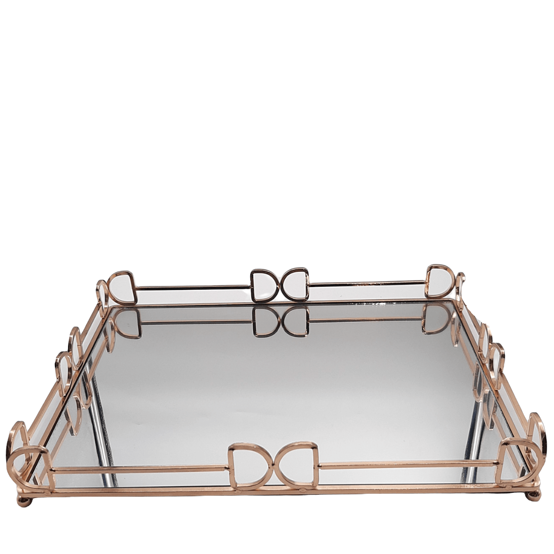 Gold Rectangular Mirror Tray - Bow Design - Home And Trends