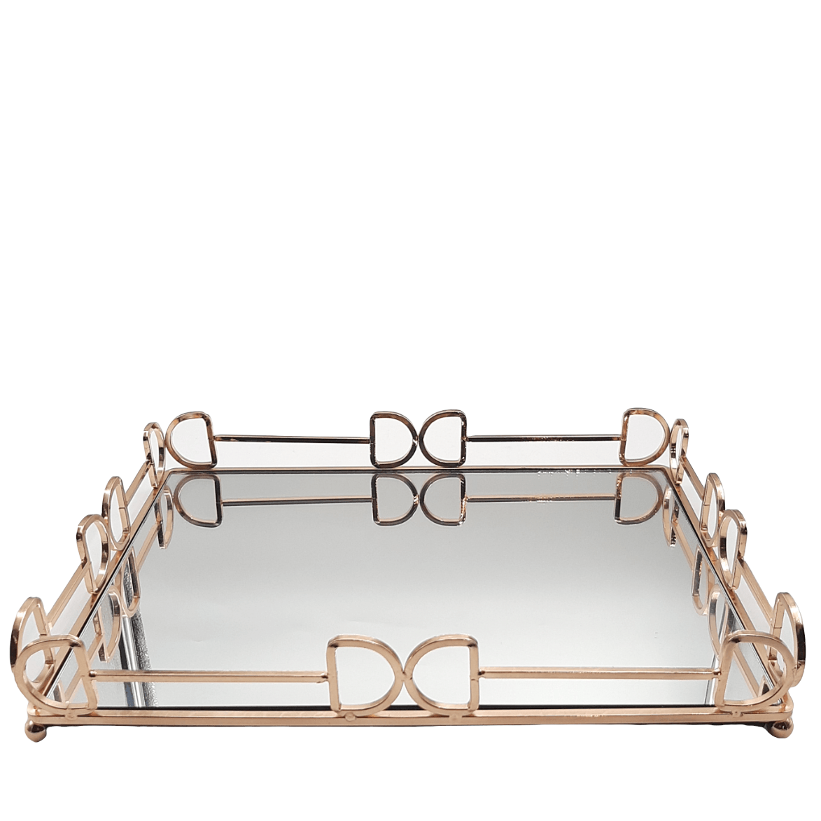 Gold Rectangular Mirror Tray - Bow Design - Home And Trends