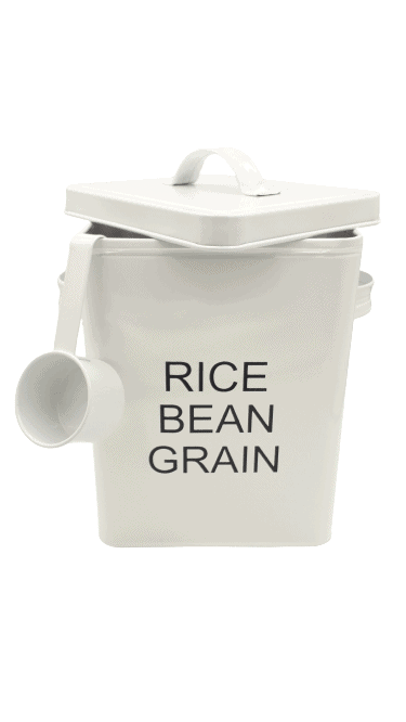 Iron Storage Tins with Scoop - White