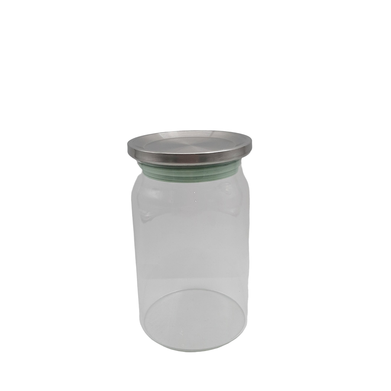 Round Glass Storage Jar with Stainless Steel Lid