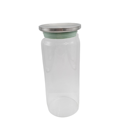 Round Glass Storage Jar with Stainless Steel Lid