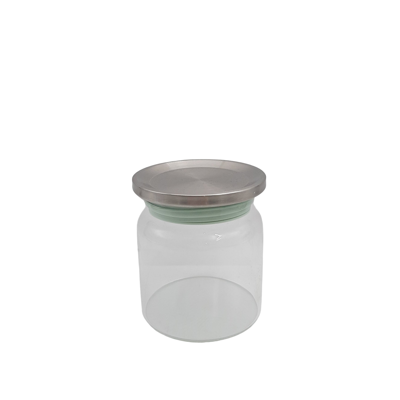 Round Glass Storage Jar with Stainless Steel Lid