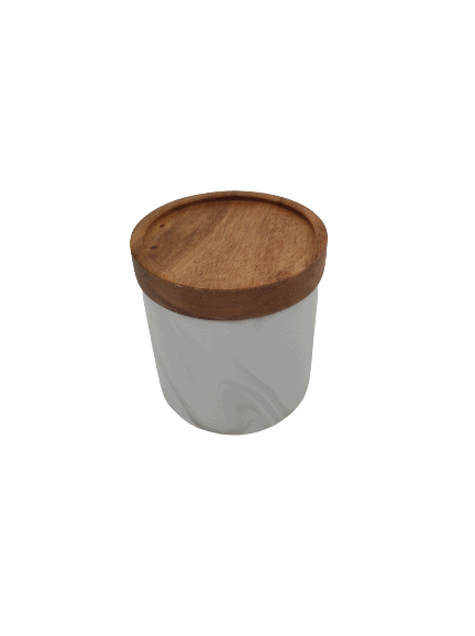 Marble Design Canister with Wooden Lid - Grey - Clearance offer !