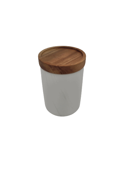 Marble Design Canister with Wooden Lid - Grey - Clearance offer !