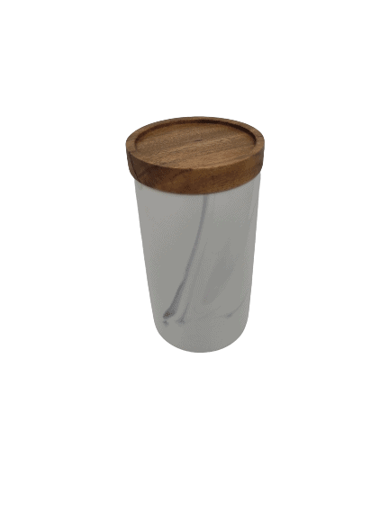 Marble Design Canister with Wooden Lid - Grey - Clearance offer !