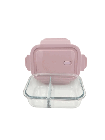 Rectangular Two Compartment Glass Food Container - 1L