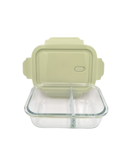Rectangular Glass Food Container with Two Compartments - 650ml
