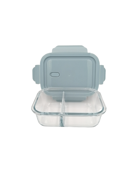 Rectangular Glass Food Container with Two Compartments - 650ml