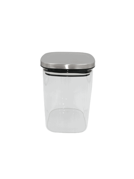 Storage Jar- Glass and S/steel lids with a silicone seal -PRICED TO CLEAR END OF RANGE