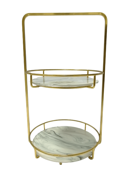 Round Two Tier Display with Handle Top