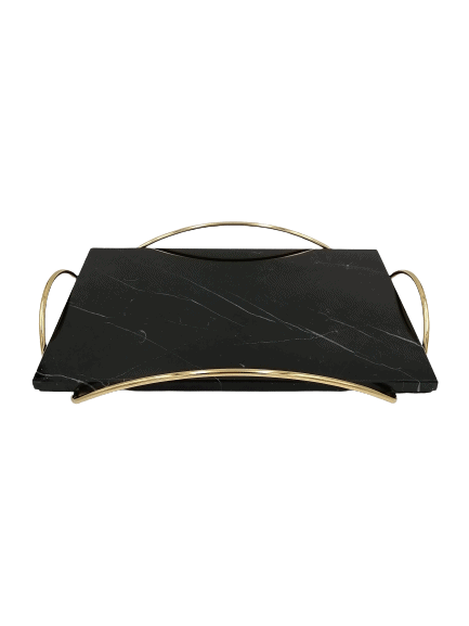 Marble Stone Décor Tray with Curved Handles