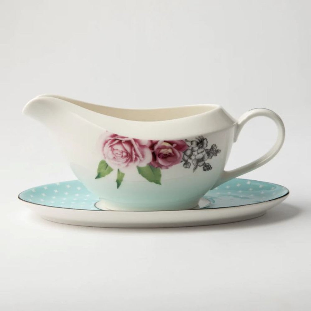 Jenna Clifford Wavy Rose Gravy Boat with Saucer