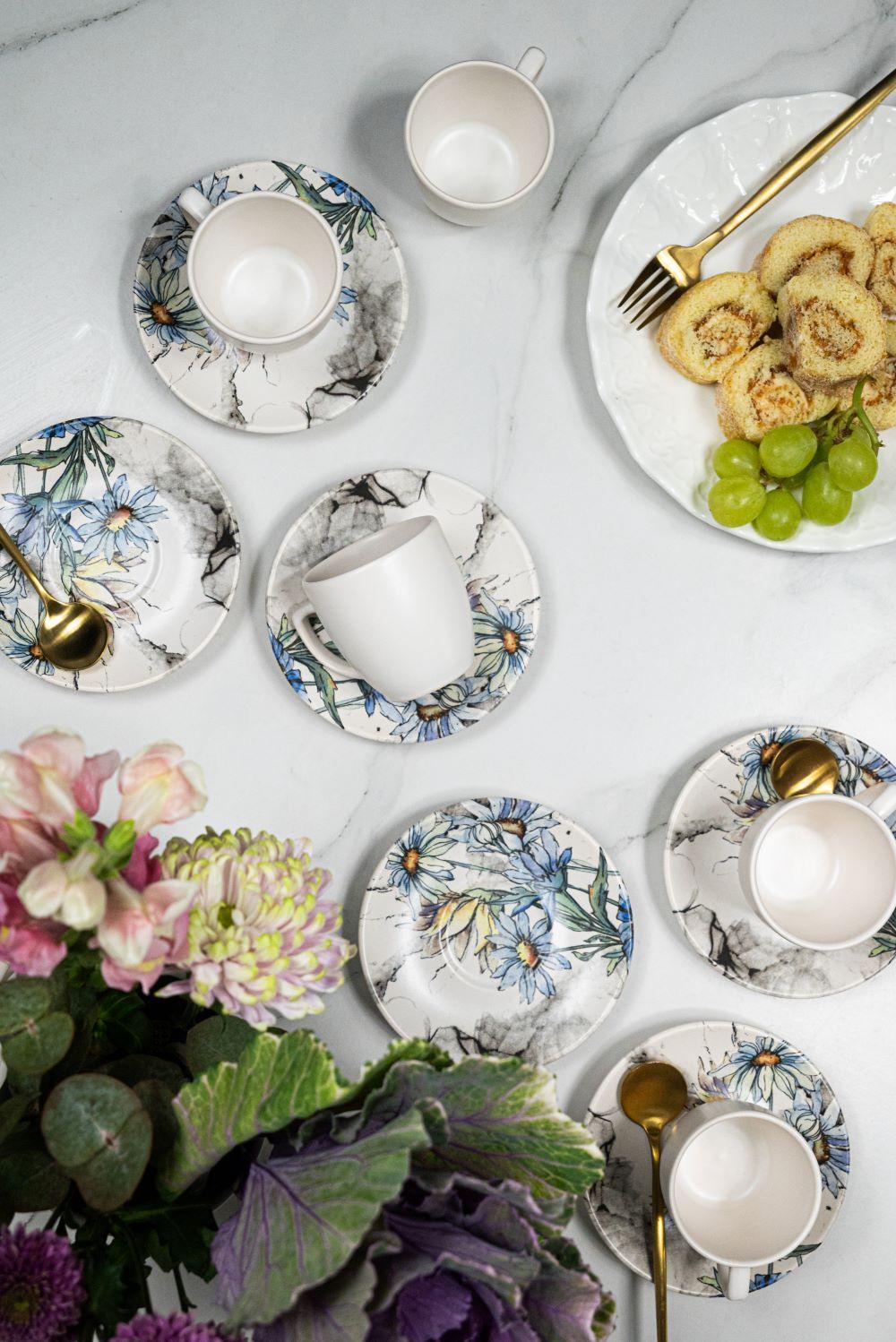 12pc Floral Mini Cup & Saucer Set - Home And Trends