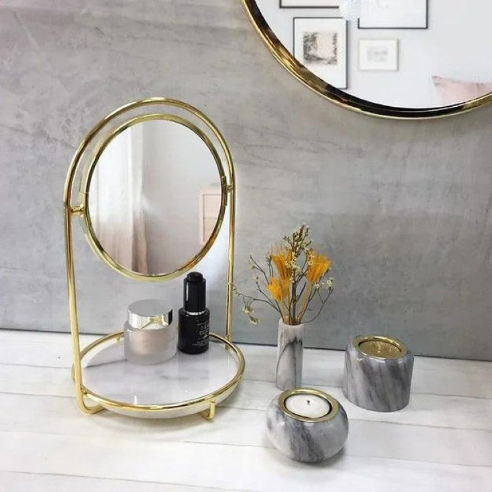 Cosmetic Mirror with Marble Stone Base