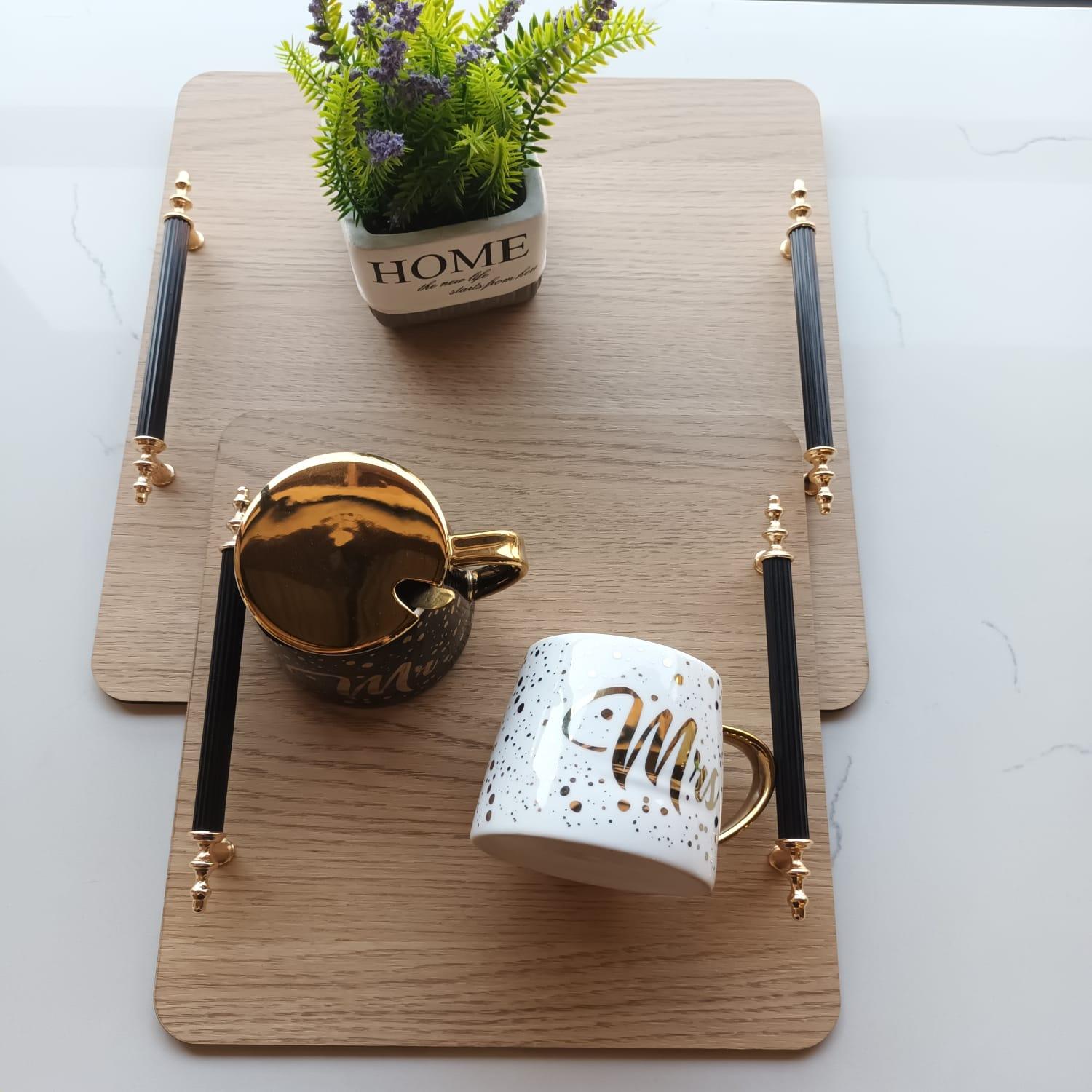 2pc Square Wood Tray - Home And Trends