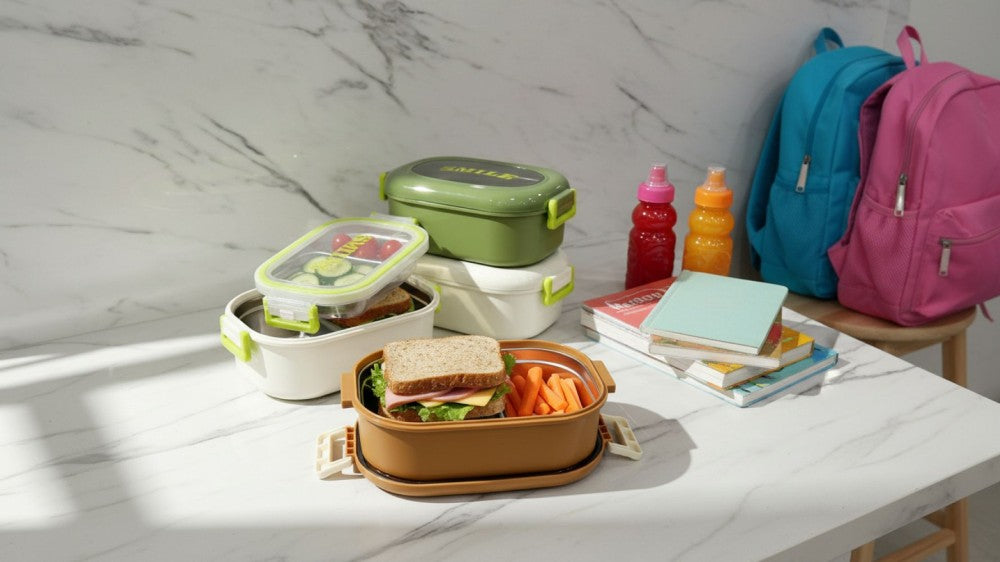 Lunch container  2comp stainless steel inner 22.5x14.5x8cm
