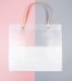Gift bag Transparent frosted w/wood look handles (horizontal) 30*12*27
