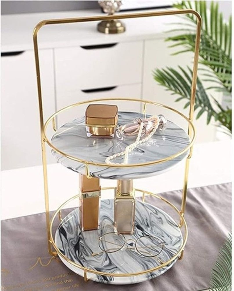 Round Two Tier Display with Handle Top
