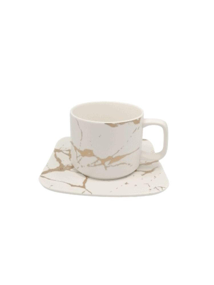 Marble Design Mug and Saucer Set
