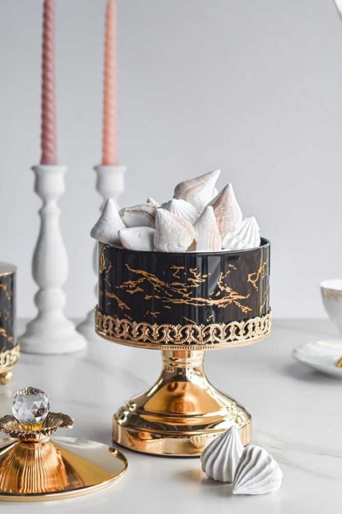 Footed Black Candy Jar
