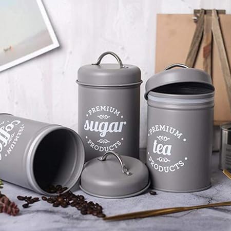 3pc Iron Canister - Grey