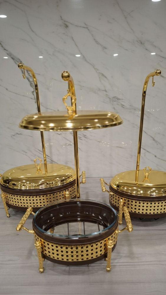 CHAFING DISHES DESIGNER COLLECTION W/FLOATING LID -ROUND LIGHT TOFFEE 3.2L