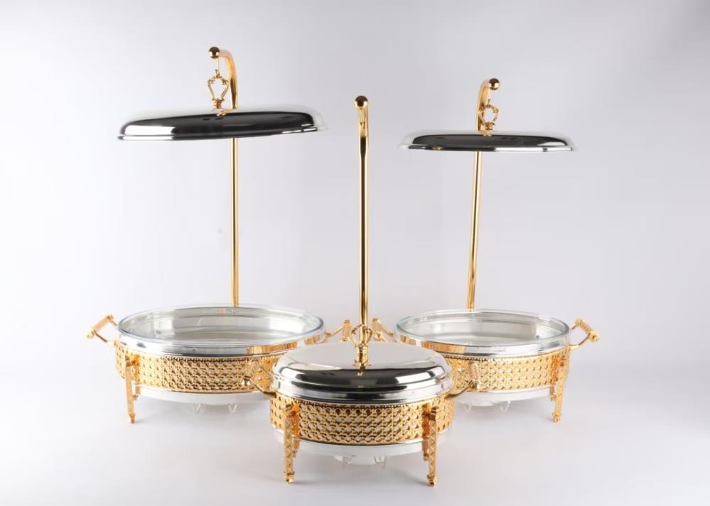 CHAFING DISHES DESIGNER COLLECTION OVAL W/FLOATING LID 3.0l SILVER/GOLD