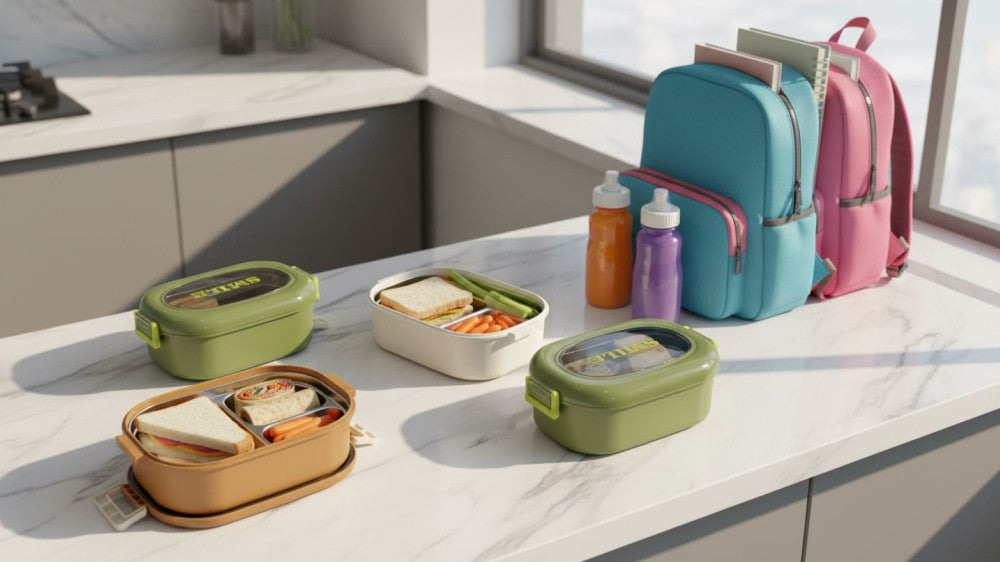 Lunch container  2comp stainless steel inner 22.5x14.5x8cm