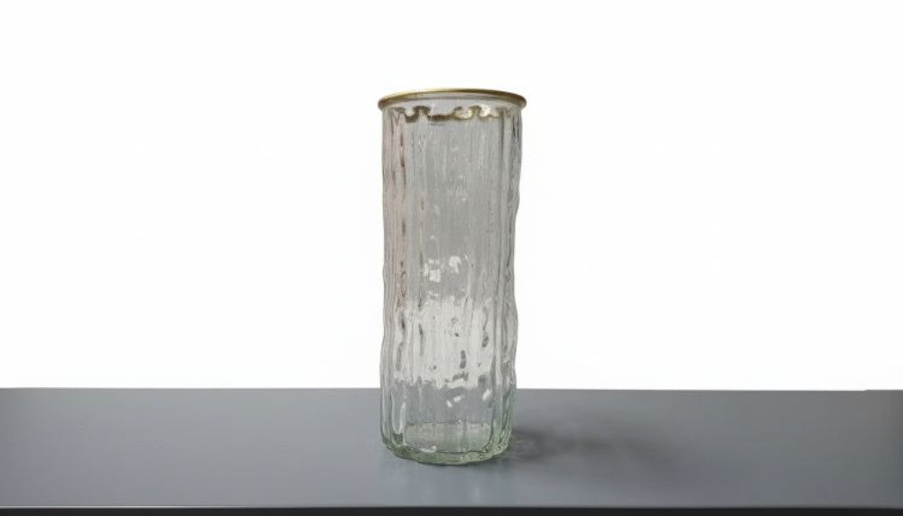 Vase bark design gold rim 26x10cm