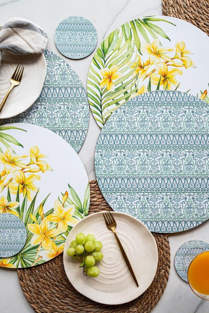 4pk Frangipani Cork Placemat - Branded.  Massive promo offer