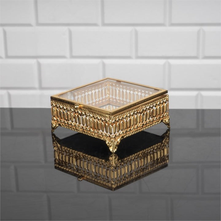 Square Golden Trinket Box