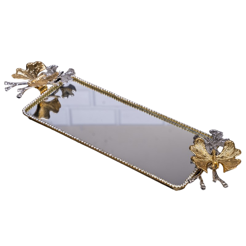 Rectangle Flower Mirror Tray