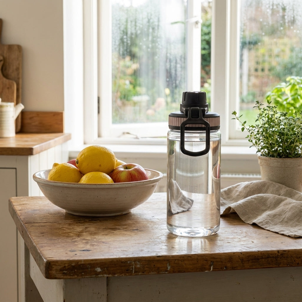 Trend Glass Cup with screw  top sipper and grip 560ml