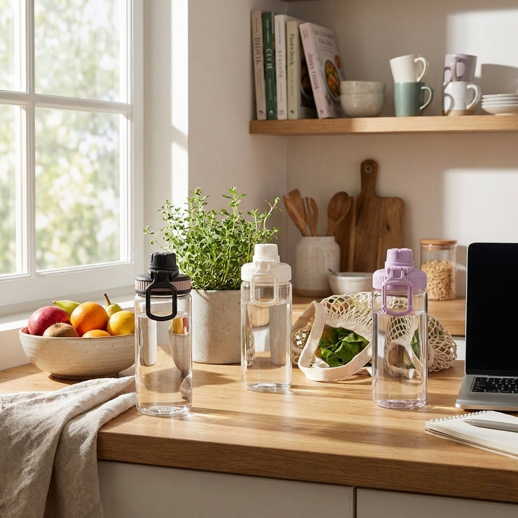 Trend Glass Cup with screw  top sipper and grip 560ml