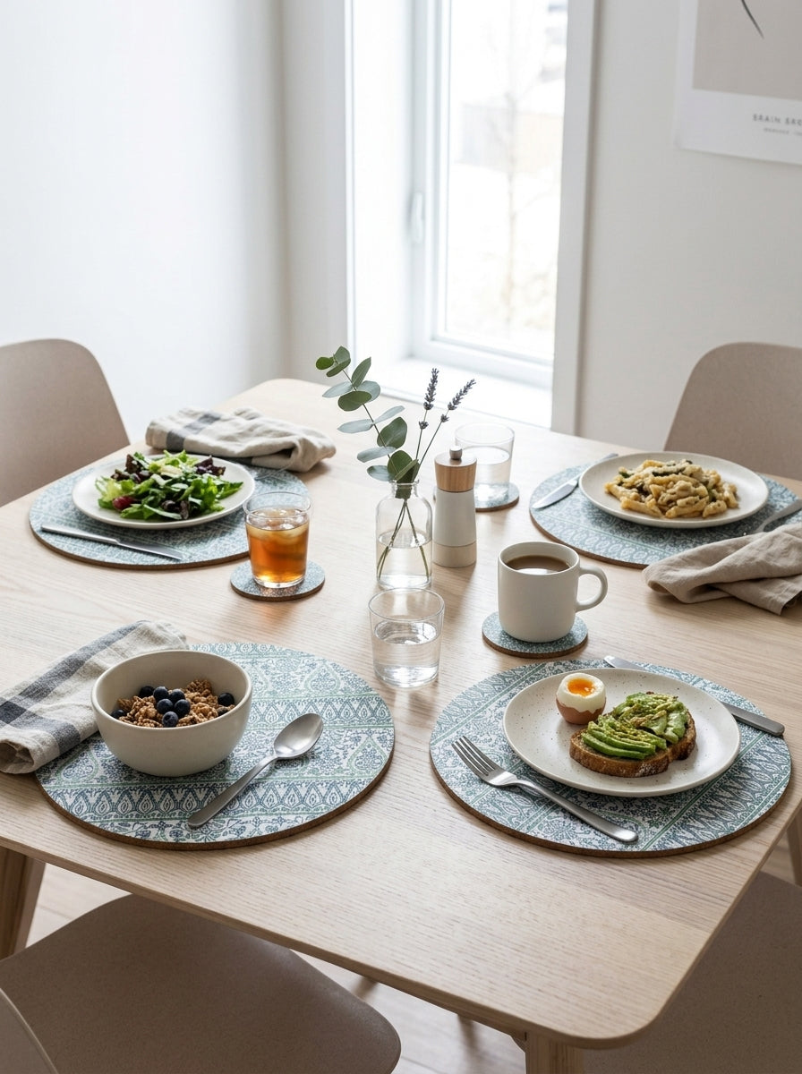 8pcs Cork coaster and placemat set