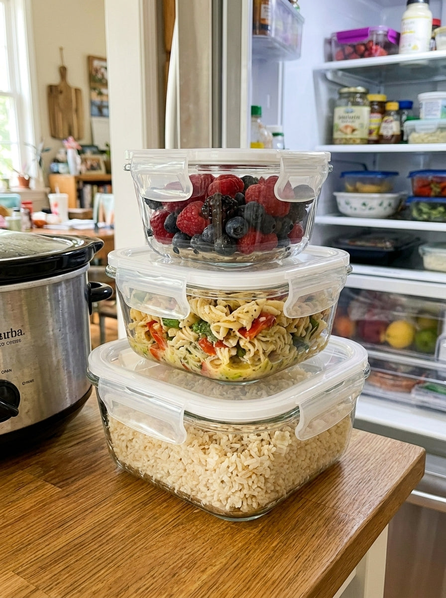 3 Pack Glass Food Storage Container With Clip Lid