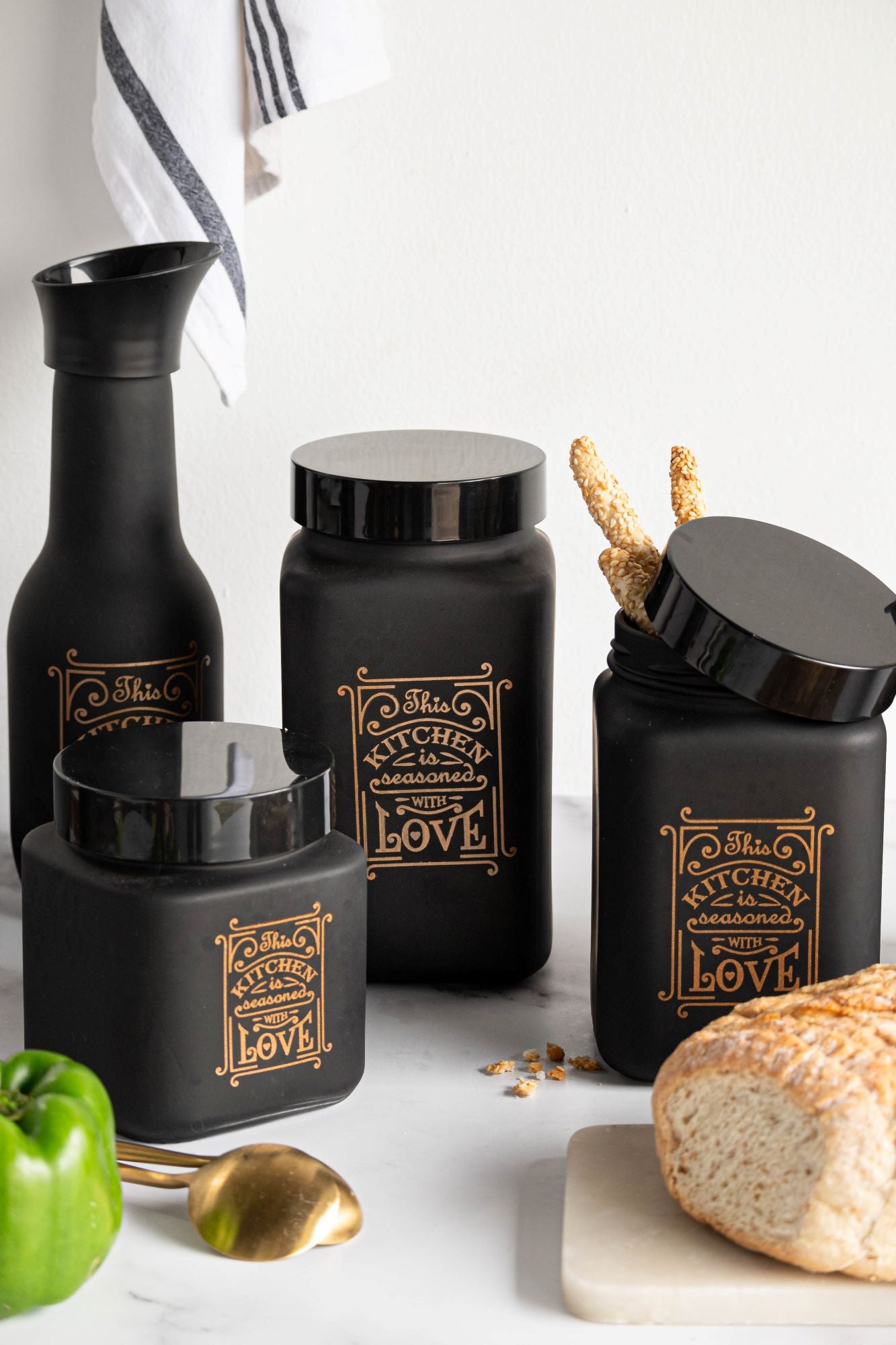 Small Decorated Canister - Black