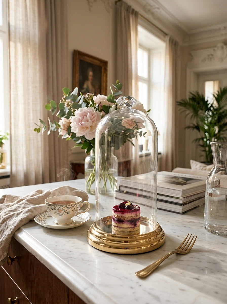 Glass dome cake stand (tall and narrow)