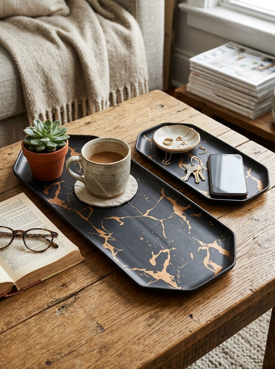 Marble Design Ceramic Rectangular Platter