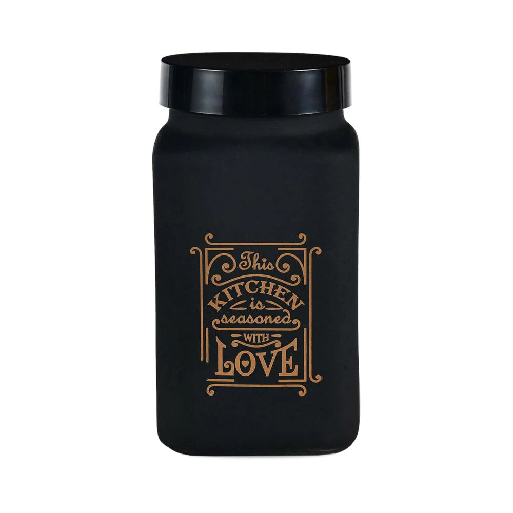 Large Square Canister - Kitchen Love - Black