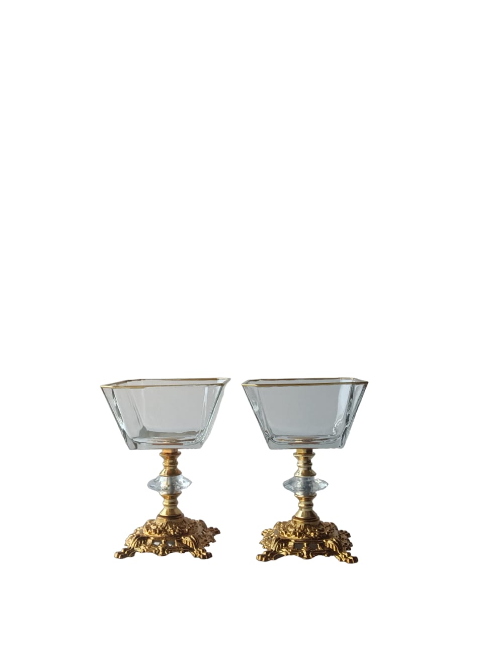 Square Gold Footed Ice Cream Bowls