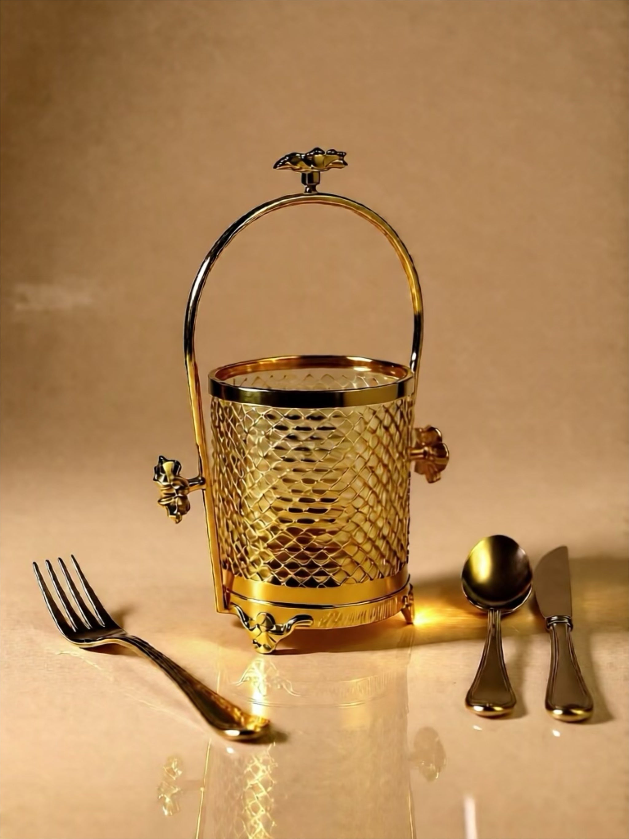 Amber Glass Cutlery Holder