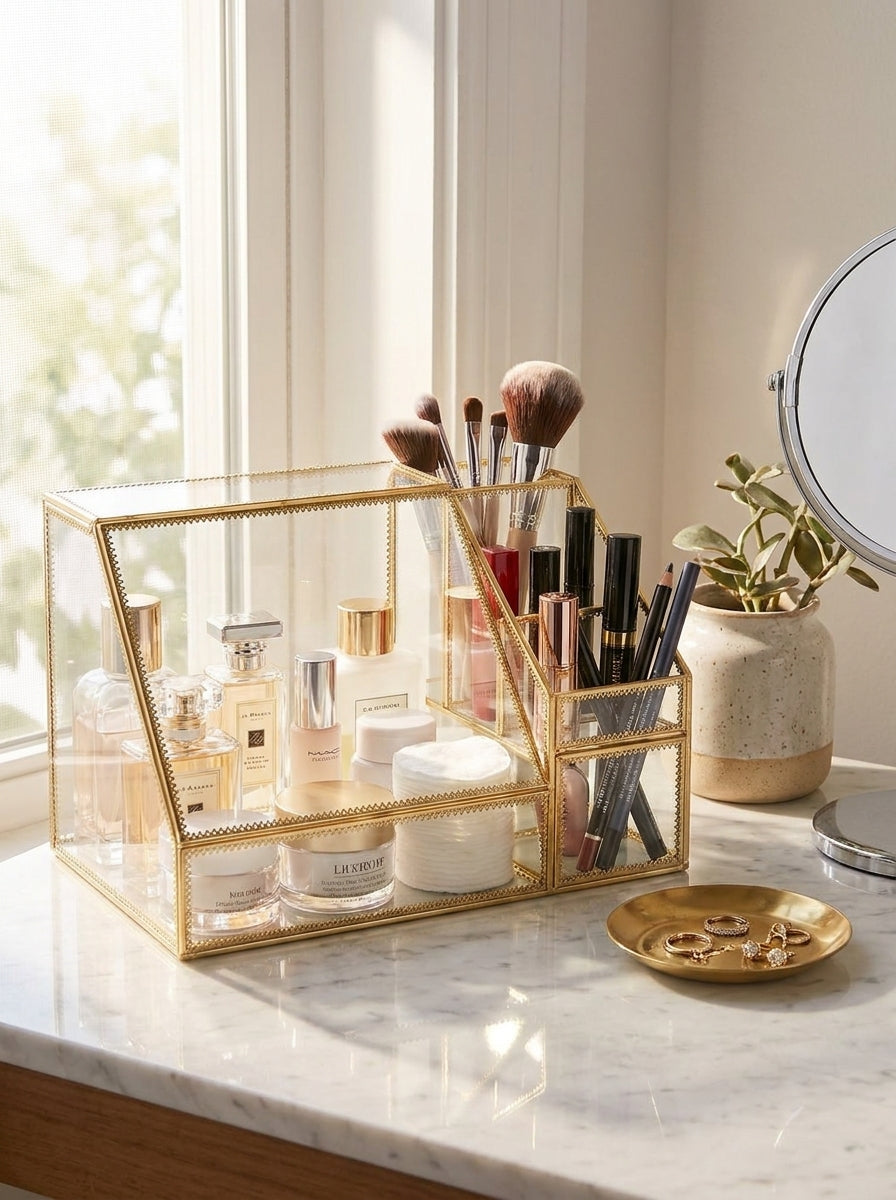 4-Compartment Glass Storage Box