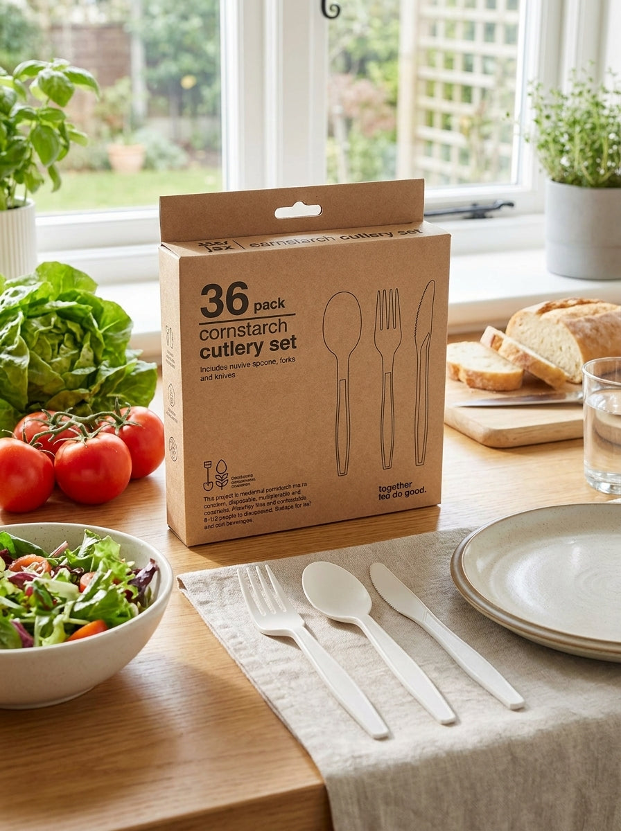 36pc Biodegradable Cornstarch Cutlery Set