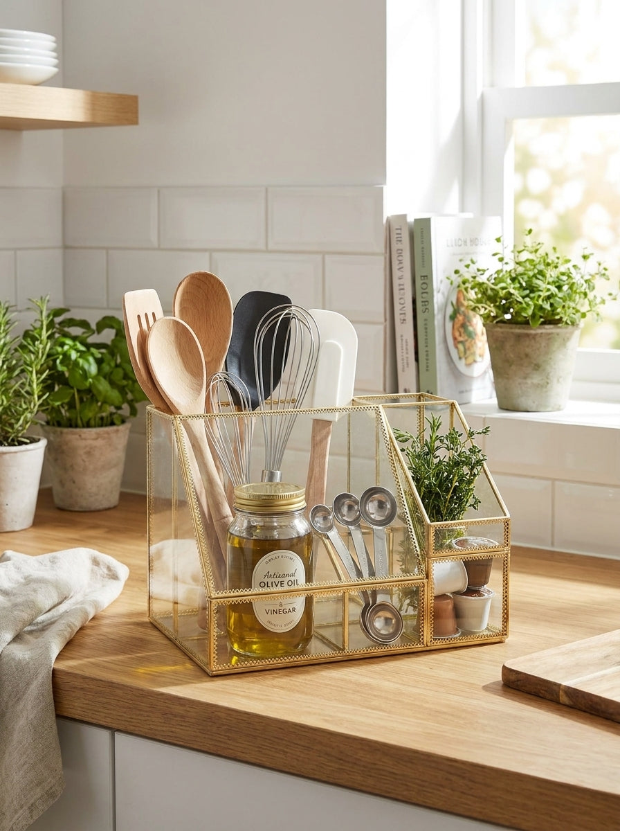 4-Compartment Glass Storage Box