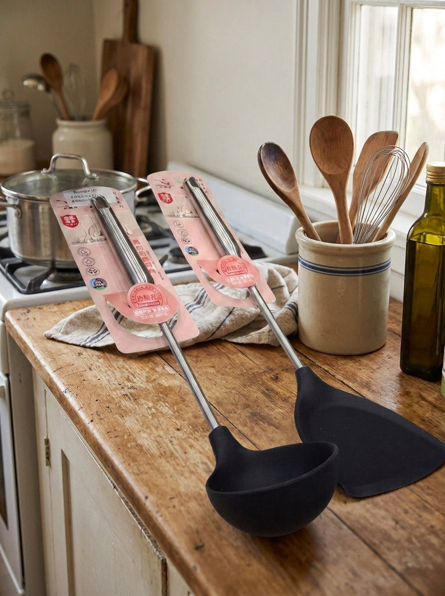 Set of 2 silicone ladle and spatula