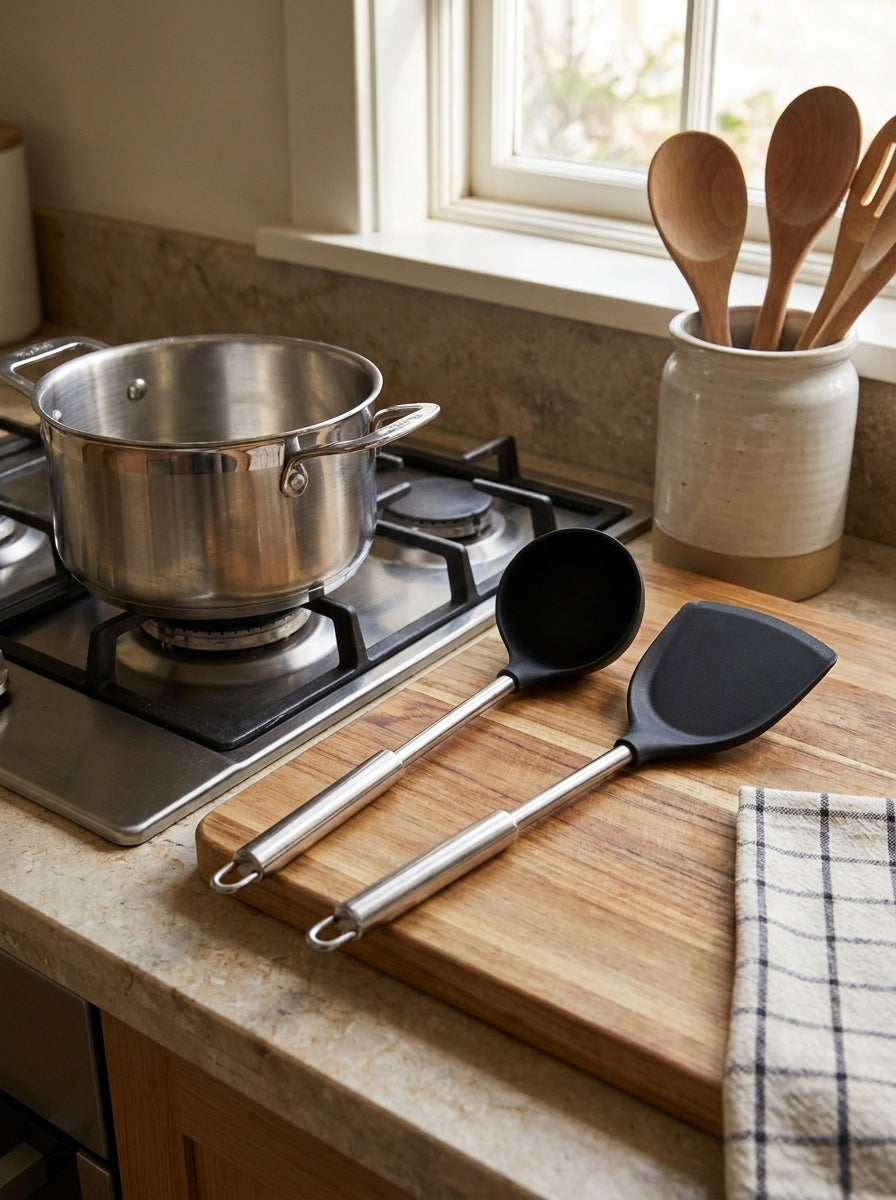 Set of 2 silicone ladle and spatula